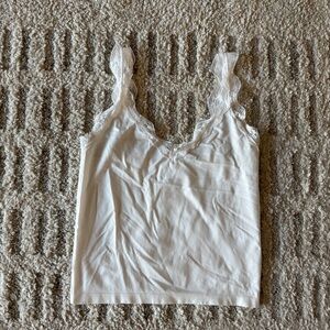 White Lace Trim Tank Top